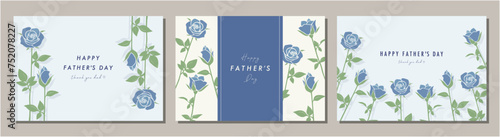 父の日　father's day　バラ　素材セット　フレーム　背景　ベクターイラスト　シンプル　おしゃれ