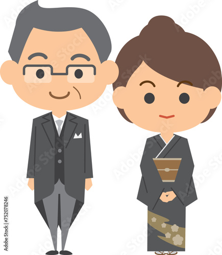 結婚式の新郎新婦の両親のイメージイラスト