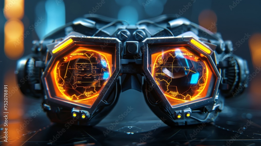 Futuristic virtual reality simulator glasses concept in cgi illustration for immersive experience and technology innovation