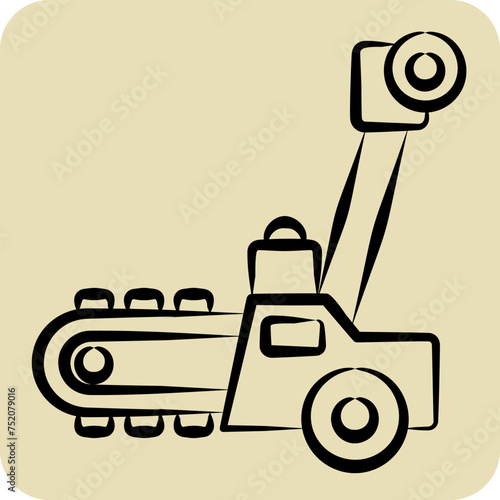 Icon Trencher. related to Construction Vehicles symbol. hand drawn style. simple design editable. simple illustration