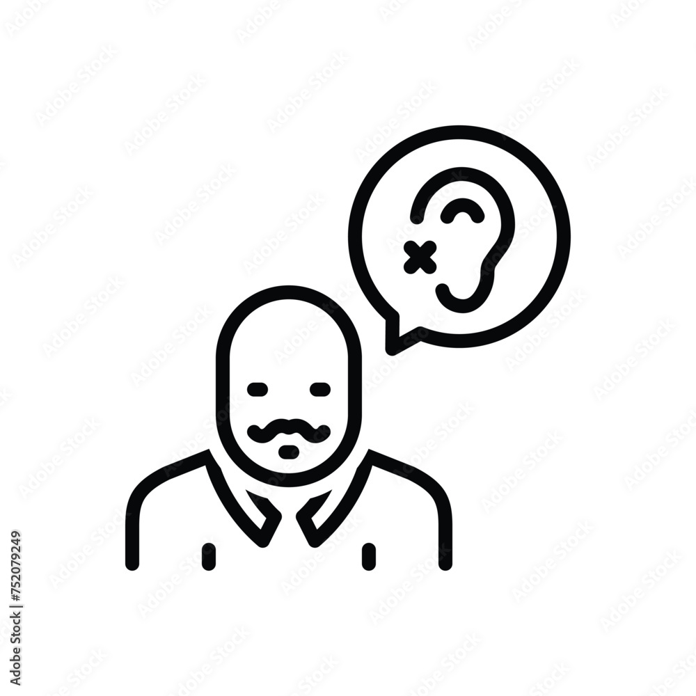 Black line icon for hearing loss Black line icon for hearing loss