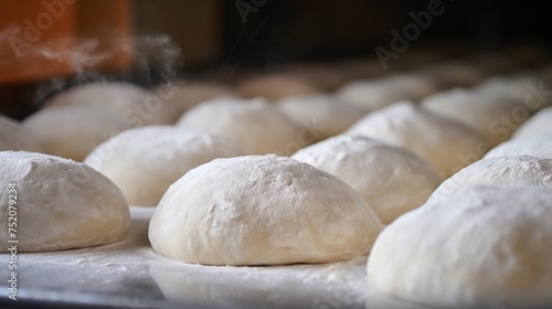 close-up of raw bread doughs in a bakery