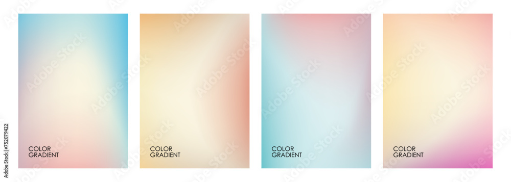 Fototapeta premium Set of blurred backgrounds. Color gradients. Defocused color templates for creative graphic design. Vector illustration.