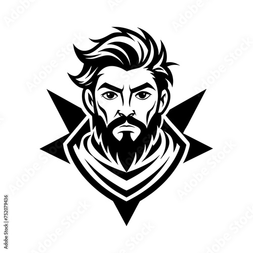 Fototapeta Naklejka Na Ścianę i Meble -  black and white Saloon logo, man stylish haircut