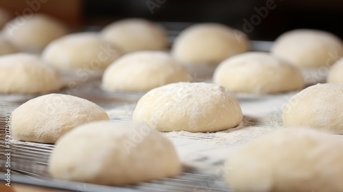 close-up of raw bread doughs in a bakery