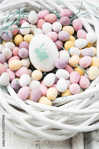 small color decorative easter eggs in a bowl
