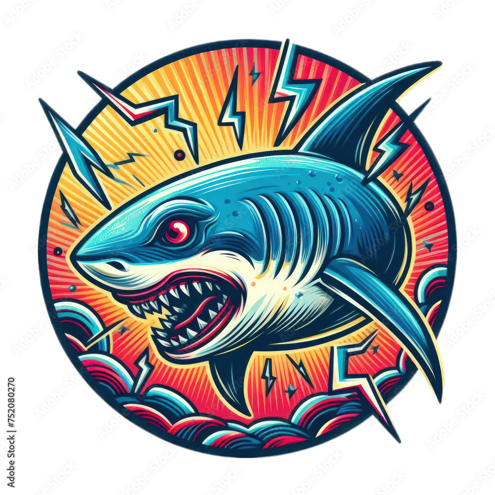 shark art funny Animal illustration	