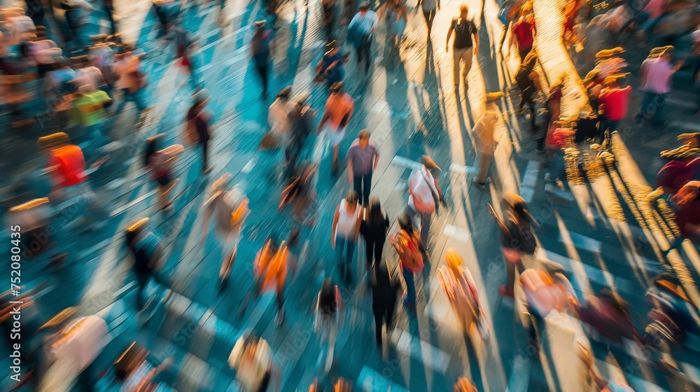 An image of the blurry movement of people. An image of the blurry movement of people.