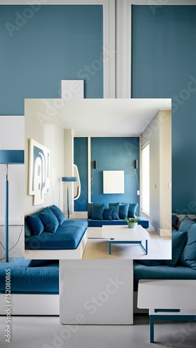 Blue and white minimal home decor
