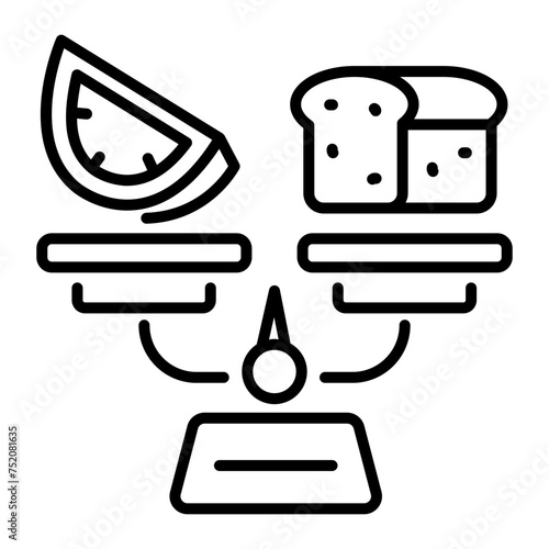 Here’s a linear icon depicting balanced diet 