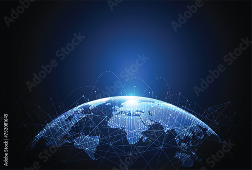 Global network connection. World map point and line composition concept of global business. Vector Illustration