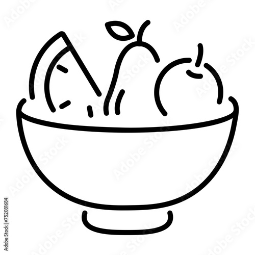 Grab this linear icon of fruits bowl 