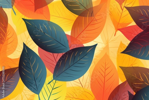 A burst of autumnal charm in a background adorned with a vibrant and colorful leaf pattern  Generative AI