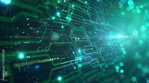 Wallpaper Mural Futuristic digital technology banner: abstract circuit concept on green and blue background, innovation future data, internet network, ai big data, futuristic wifi connection - illustration Torontodigital.ca