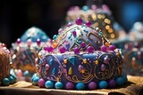 Easter Cake Delight: Display jewelry near an elaborately decorated Easter cake.