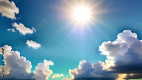 Clouds billow and soar across a pastel blue sky, their movements sped up in a seamless time-lapse, capturing the essence of a relaxing day.

