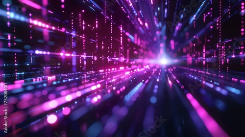 Futuristic cyberpunk data stream vector background with high-speed light effects - abstract digital technology concept
