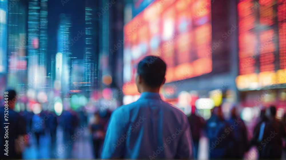 Blurred image of business people walking in the city at night. Blurred image of business people walking in the city at night.