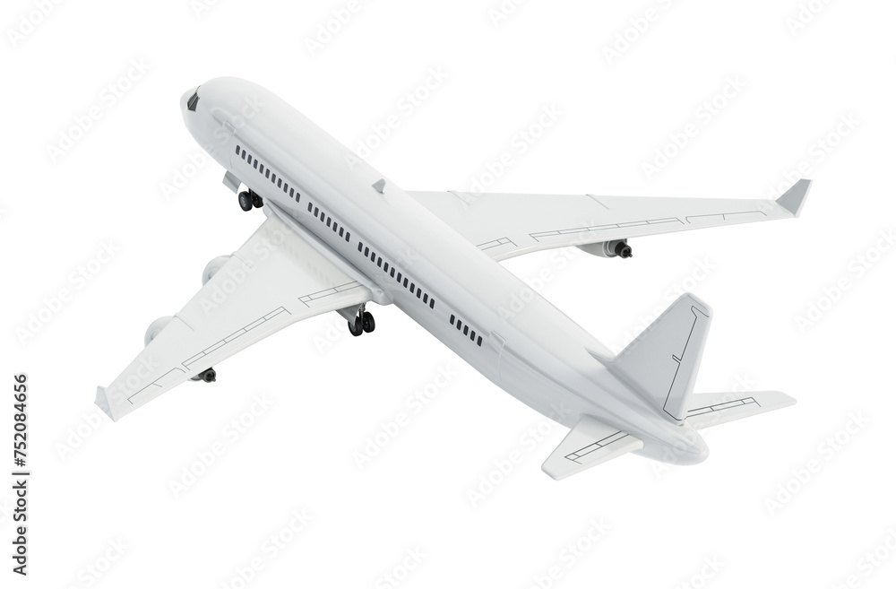 Generic modern passenger airplane isolated on transparent background. 3D illustration Generic modern passenger airplane isolated on transparent background. 3D illustration