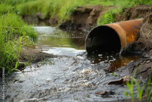 Wallpaper Mural Water pollution, environment contamination. Contaminated water, Dirty sewage flows from pipe Torontodigital.ca