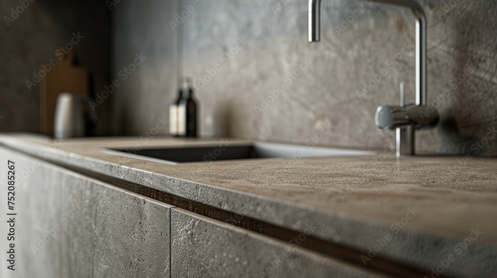A modern kitchen sink featuring a faucet and soap dispenser in a sleek design A modern kitchen sink featuring a faucet and soap dispenser in a sleek design