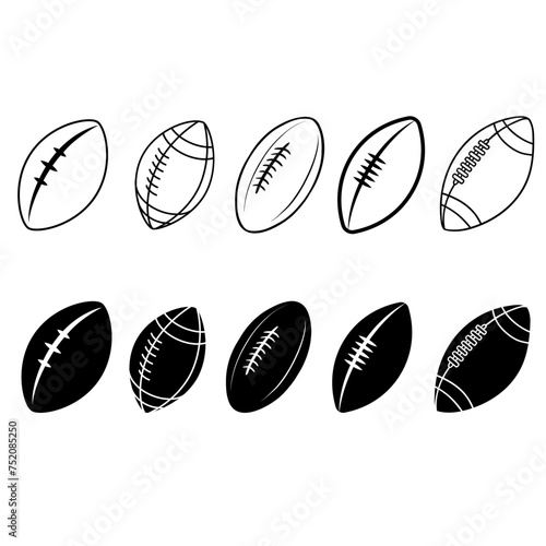 Football icon vector set. American football ball illustration sign collection. American football symbol. Sport logo.