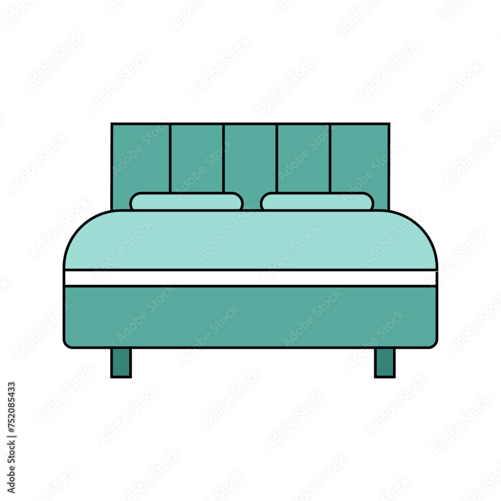 Bed. Vector color icon. Isolated on white background
