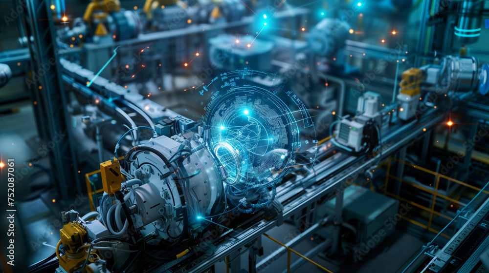 A futuristic industrial scene with a glowing sphere in the center A futuristic industrial scene with a glowing sphere in the center