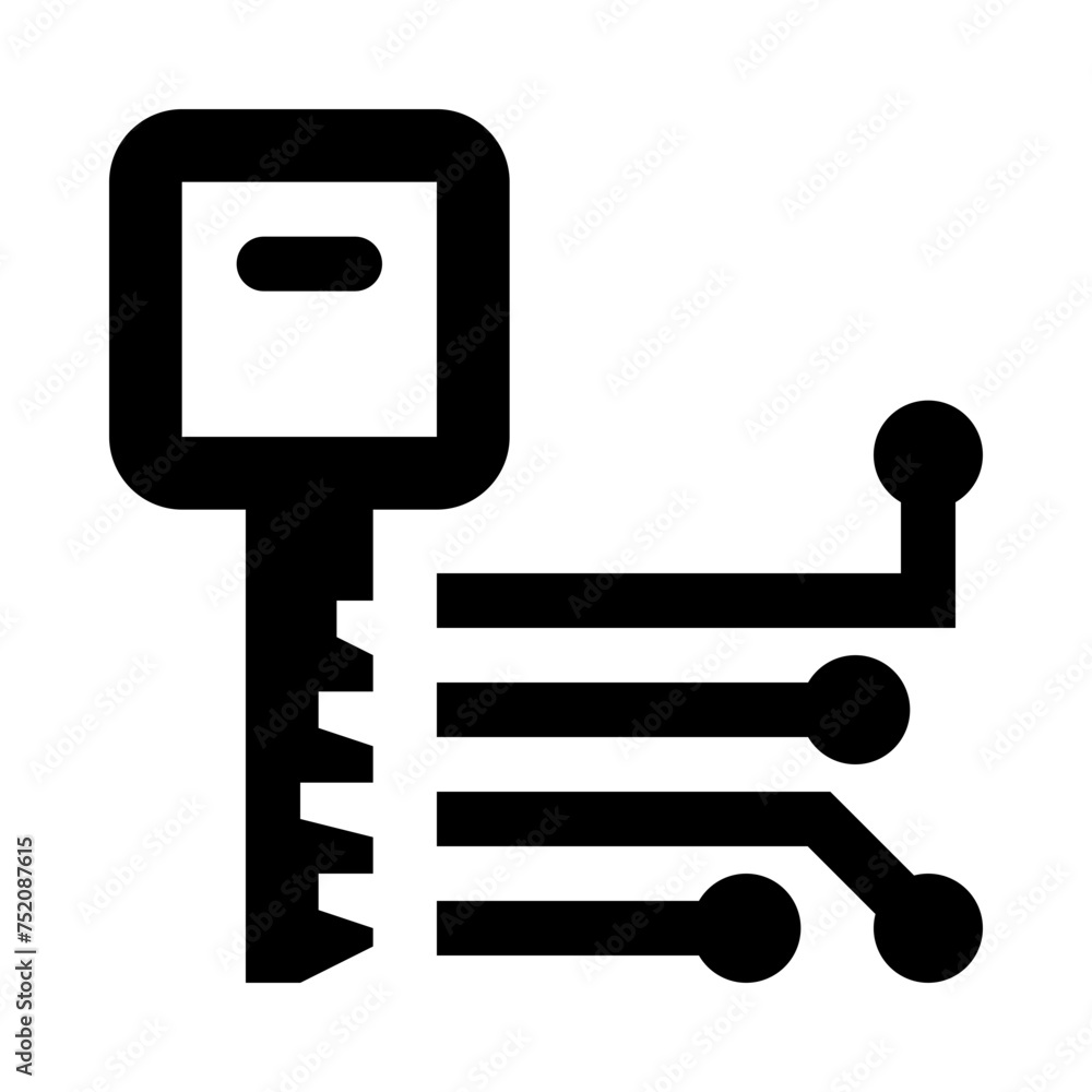 Smart AI Cyber Security Key Outline Icon Smart AI Cyber Security Key Outline Icon