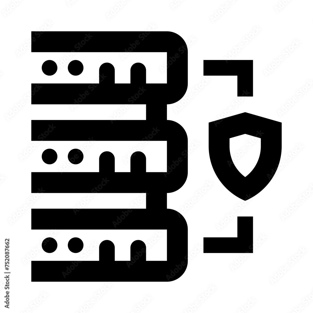 Server Data Security Shield Outline Icon Server Data Security Shield Outline Icon