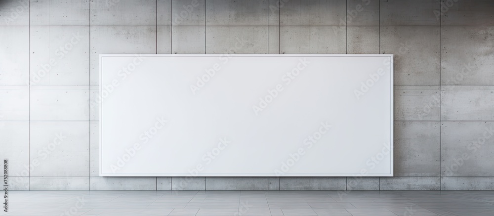 Minimalist Concept: White Poster Hanging in an Urban Concrete Room Space for Customization and Design Minimalist Concept: White Poster Hanging in an Urban Concrete Room Space for Customization and Design