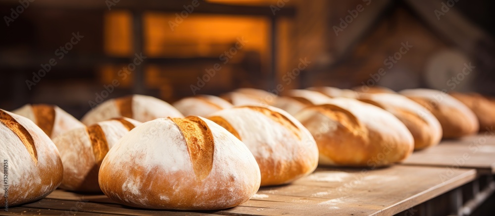 Assorted Freshly Baked Breads Displayed on Rustic Wooden Table Assorted Freshly Baked Breads Displayed on Rustic Wooden Table