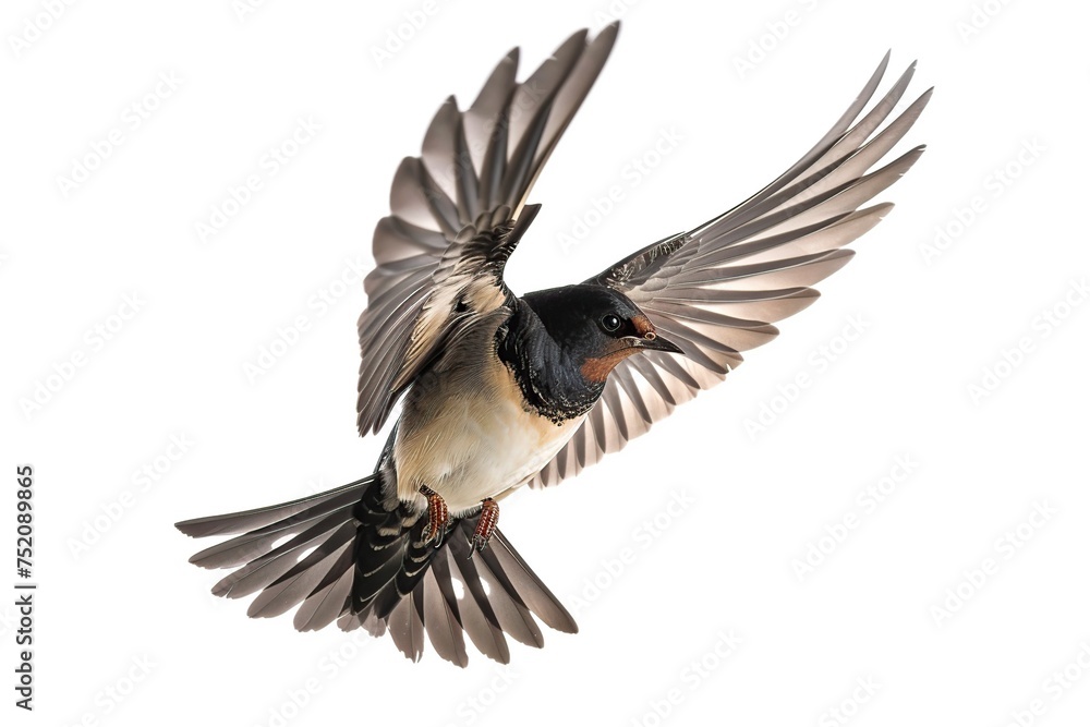 Naklejka premium Bird Flying Through the Air With Wings Spread