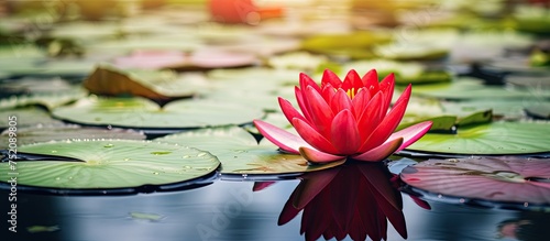 Vibrant Red Lotus Flower Se...