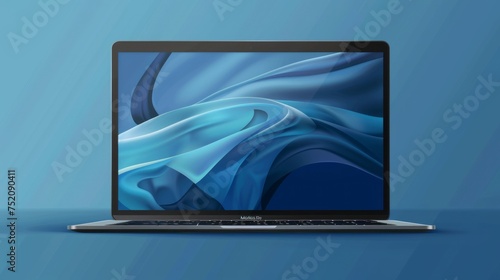 Modern laptop with transparent screen mockup  vector graphic illustration