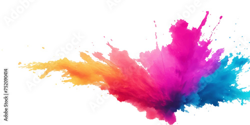 Bright colorful watercolor splash splatter stain brush strokes on white background. Modern vibrant aquarelle spot. Aquarelle explosion on white. Element. Vector watercolor illustration isolated design