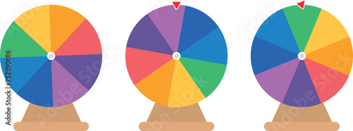 Illustration roulette of lucky colours with wooden base
