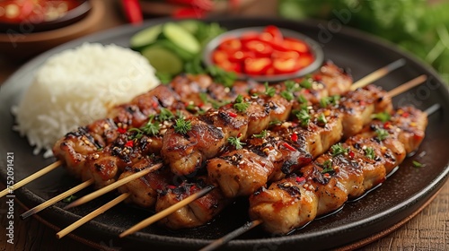Sate Lilit Bali, Indonesia, is satay made from a mixture of fish meat, grated coconut and spices