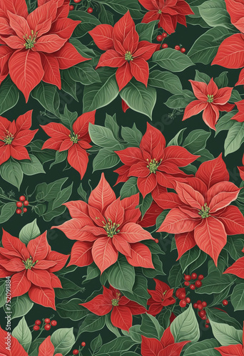 poinsettia plant vintage illustration isolated on a transparent background