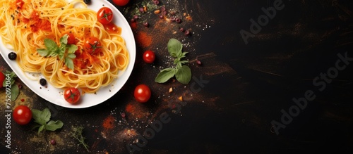 Vibrant Harvest: Delicious Plate of Autumn Leaves Pasta with Fresh Tomatoes and Basil