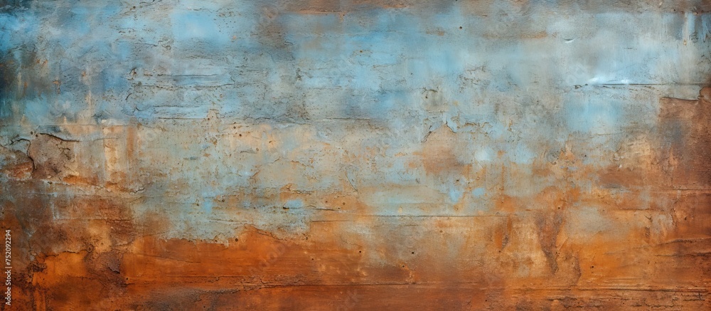 Vibrant Metal Art: Abstract Rusty Wall Against Clear Blue Sky Background Vibrant Metal Art: Abstract Rusty Wall Against Clear Blue Sky Background