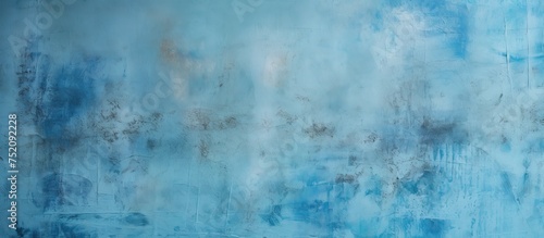 Abstract Expressionist Blue and White Paint Swirls on Textured Wall Background