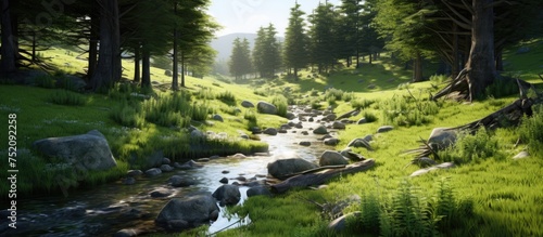 Tranquil Mountain Stream Fl...