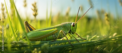 Vibrant Grasshopper Rests o...