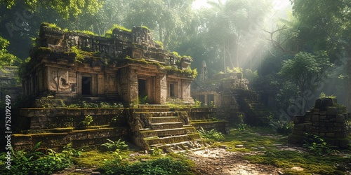 Ancient Mayan city ruins located in Guatemala. photo