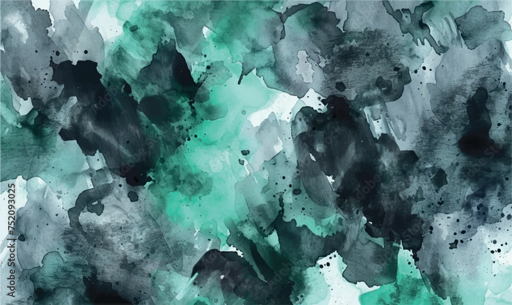 background watercolor shade splat black green mint - obrazy, fototapety, plakaty 