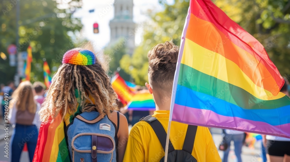Portrait of Happy loving homosexual lesbian LGBT couple looking to camera at city streets. LGBT and Pride concept. Portrait of Happy loving homosexual lesbian LGBT couple looking to camera at city streets. LGBT and Pride concept.