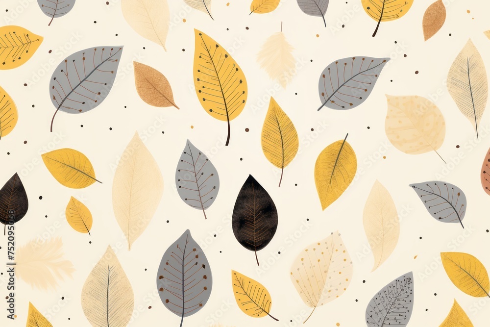 A nostalgic and whimsical background with a scattered leaf pattern, capturing the essence of a playful autumn day, Generative AI A nostalgic and whimsical background with a scattered leaf pattern, capturing the essence of a playful autumn day, Generative AI