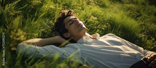 Serene Young Man Reveling i...