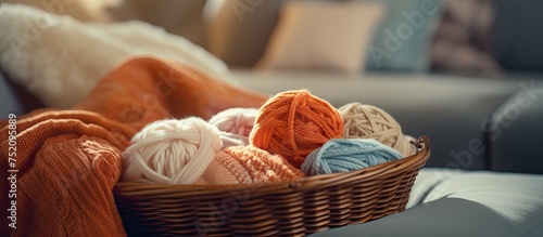 Vibrant Basket of Yarn and ...